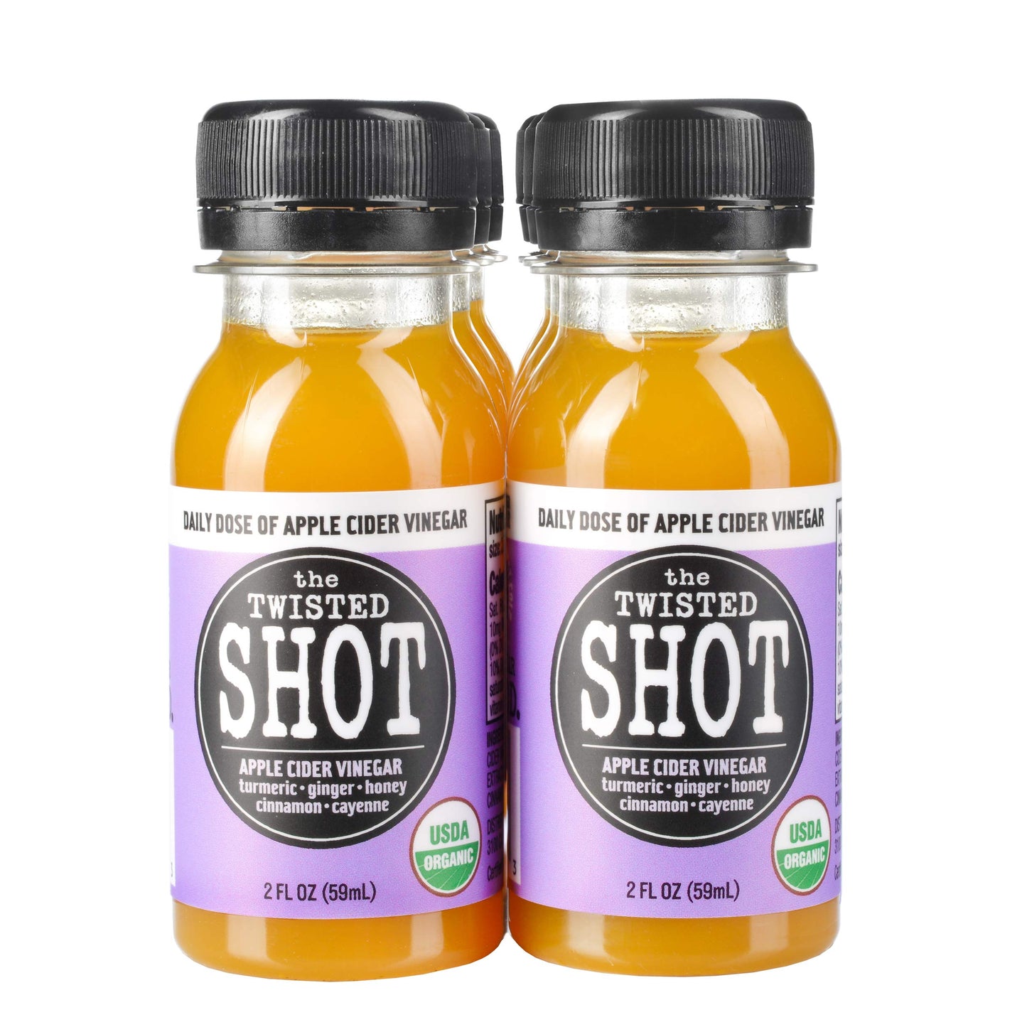 The Twisted Shot | Organic Apple Cider Vinegar Wellness Shots With Ginger, Turmeric, Honey, Cinnamon And Cayenne | Digestion, Immunity And Gut Health Support | Ready To Drink | 6, 2 Oz Mini Bottles