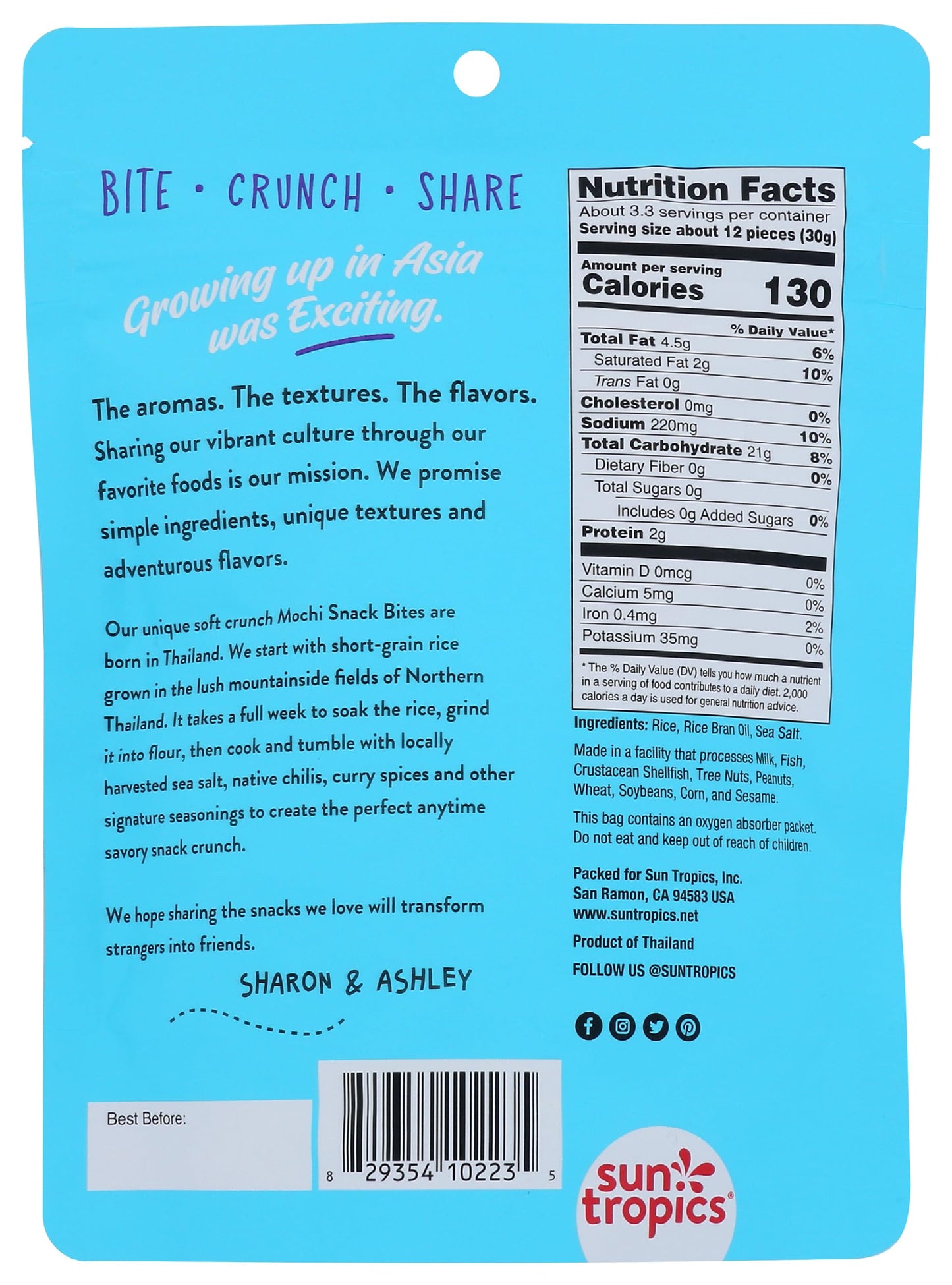 SUN TROPICS Sea Salt Mochi Snack Bites, 3.5 Ounce
