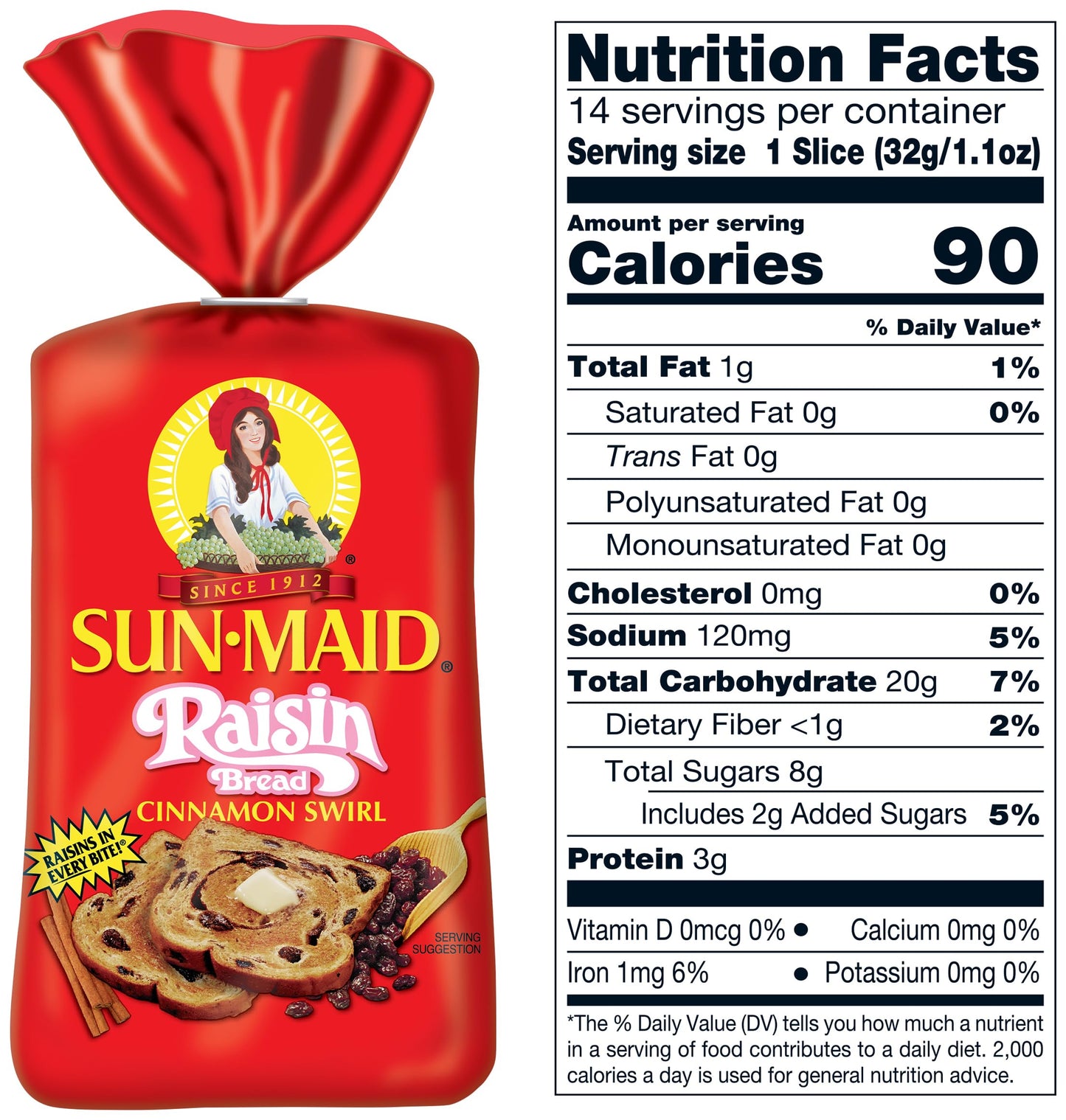 Sun-Maid Cinnamon Swirl Raisin Bread, Cinnamon Raisin Bread, 16 oz Loaf