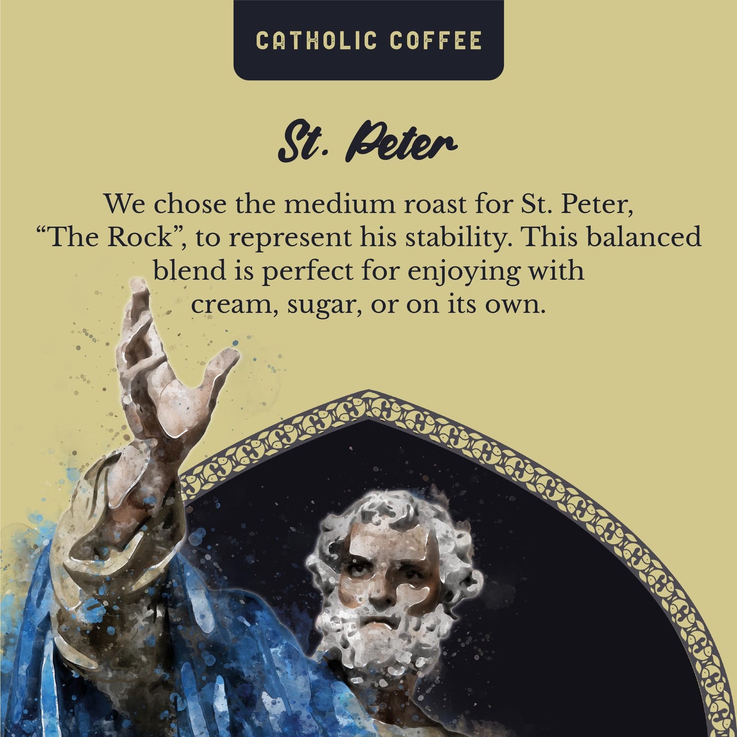 Catholic Coffee St. Peter Medium Roast Coffee Pods, 12 Count, Single Serve for Keurig K-Cup malt-inspired
