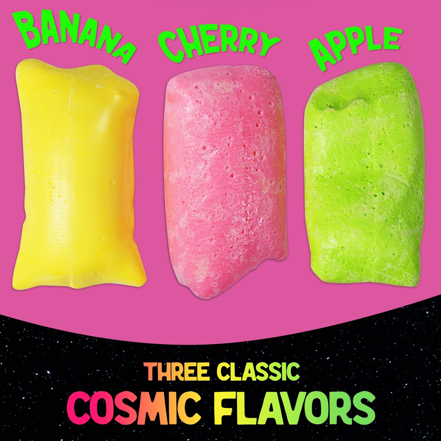 Space Age Snacks Premium Freeze Dried Taffy Candy - Alien Tongues - Fun Stickers - 4 Ounce Medium Size