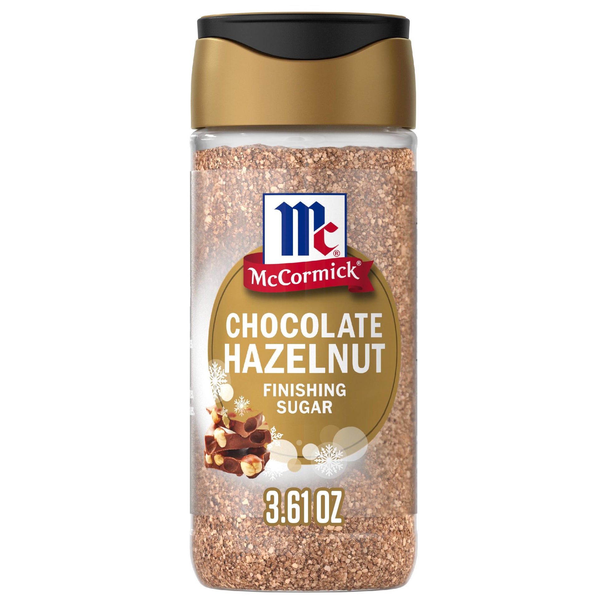 McCormick Finishing Sugar  Chocolate Hazelnut  Limited Edition  Rich Cocoa and Roasted Hazelnut Notes  For Cookies  Ice Cream  Dessert  Beverages  and More  3.61 oz