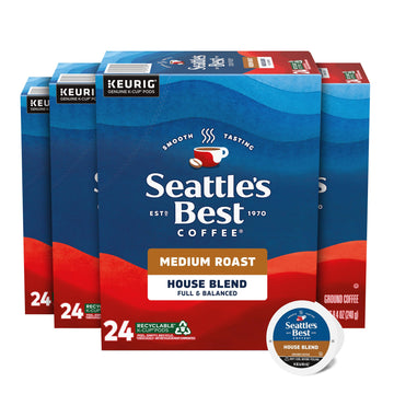 Seattles Best Coffee, Medium Roast K-Cup Coffee Pods, House Blend, 100% Arabica, 4 Boxes (96 Pods Total)