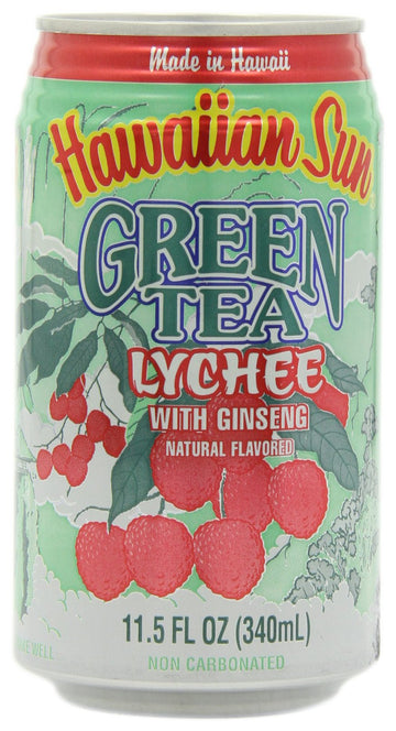 Hawaiian Sun Green Tea Lychee with Ginseng, 11.5-Ounce Cans (Pack of 24)