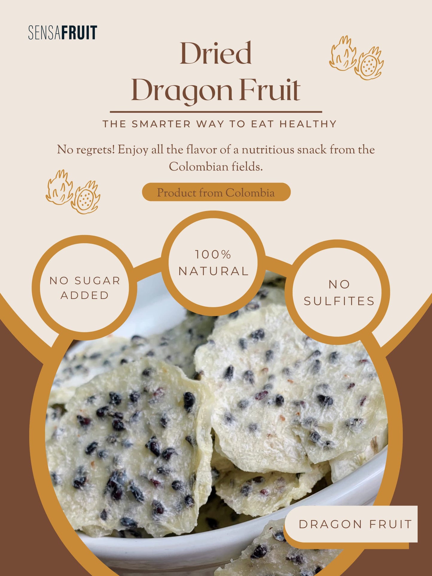 Sensafruit-Dried Dragon Fruit | 100% Natural | No Sugar Added, Unsulfured | Gluten Free | Perfect Snack For Your Family | Direct