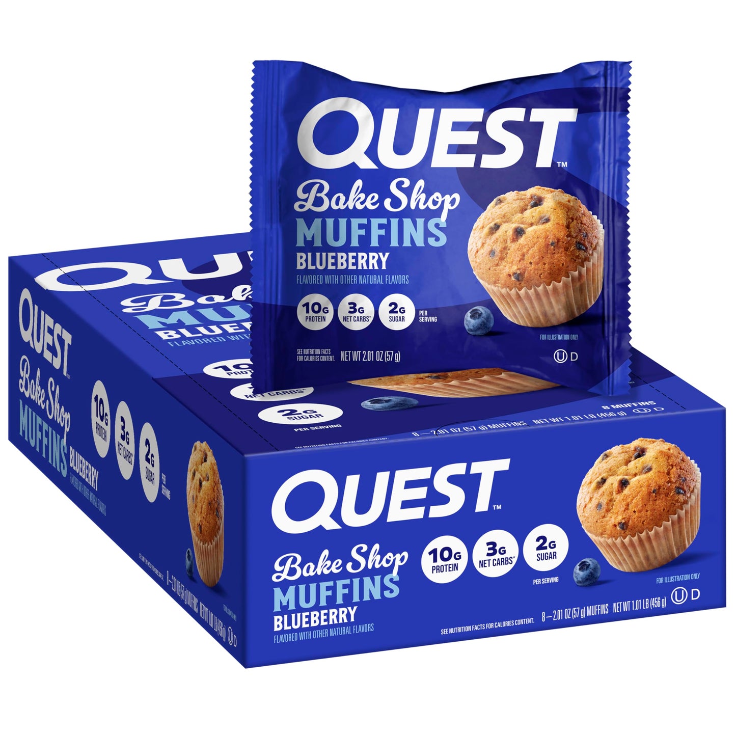 Quest Bake Shop, Blueberry Muffins, 10G Protein, 2G Net Carbs, 2G Sugar, 8 Count