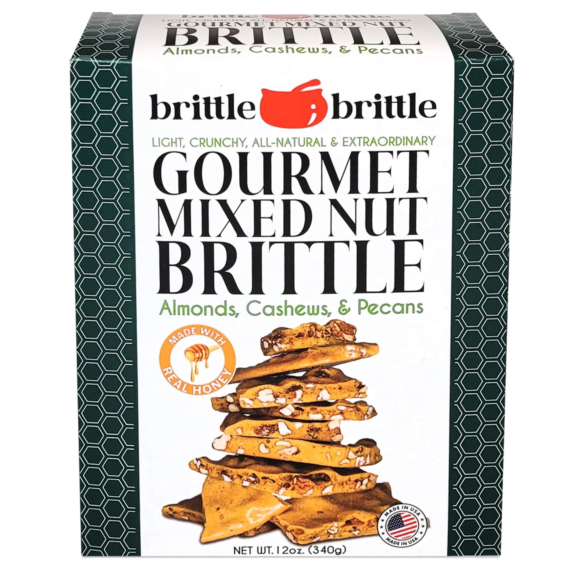 brittle-brittle Mixed Nut Brittle Candy, Handmade Gourmet Treat with Honey, Almonds, Cashews, Pecans, Gluten Free, Perfect Snack