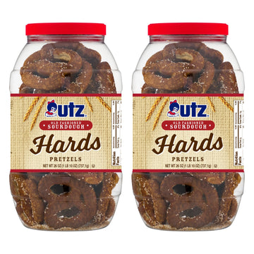 Utz Old Fashioned Sourdough Hard Pretzels - 26 Oz Barrel (2 Count) - Big And Thick Classic Pretzel Twists  Crunchy Sourdough Pretzel With Zero Cholesterol  Brown