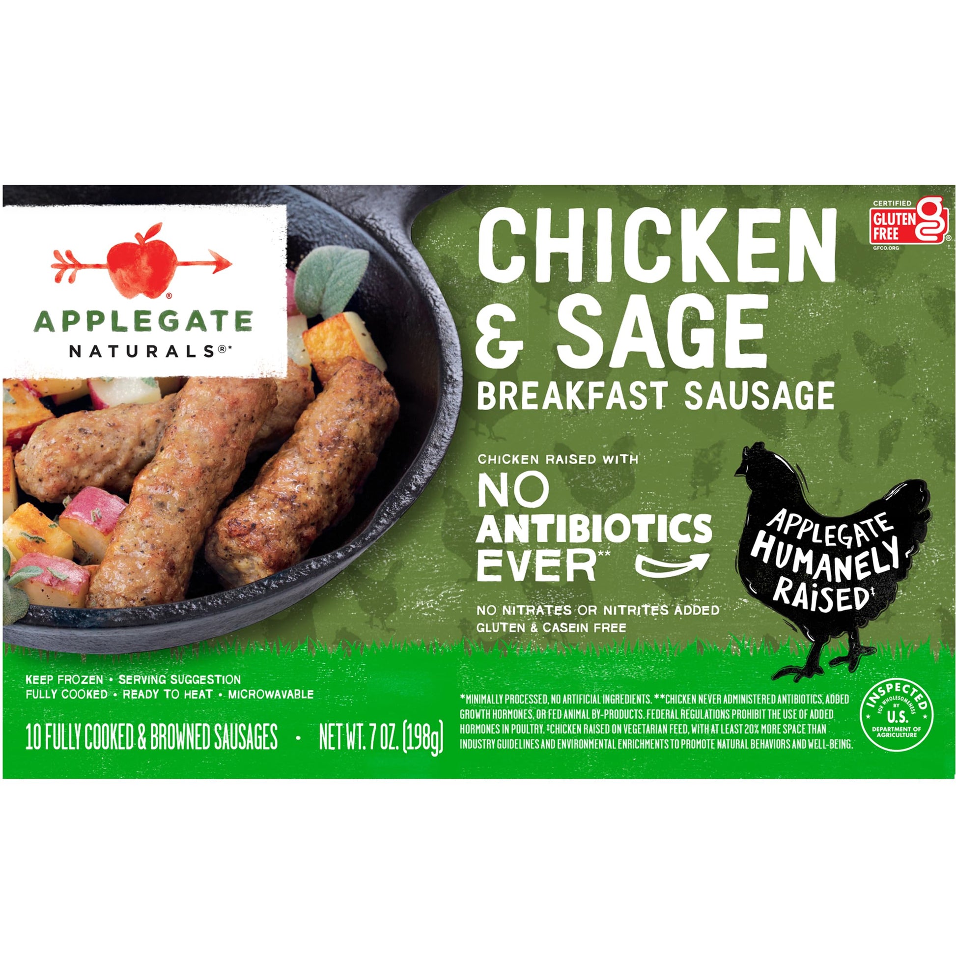 Applegate Farms, Chicken Sausage Link Breakfast Sage Frozen, 7 Ounce