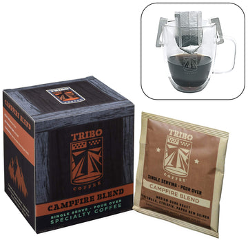 Tribo Coffee Single-Serve Portable Pour Over Drip Coffee - Campfire Blend - 10 Servings (Medium-Dark Roast)