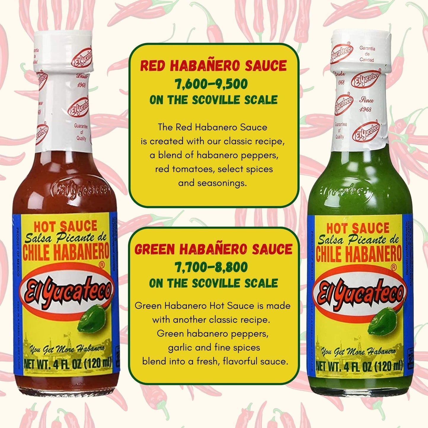El Yucateco Hot Sauce Variety Pack - 6 Flavors, 4 Ounce (Pack of 6)