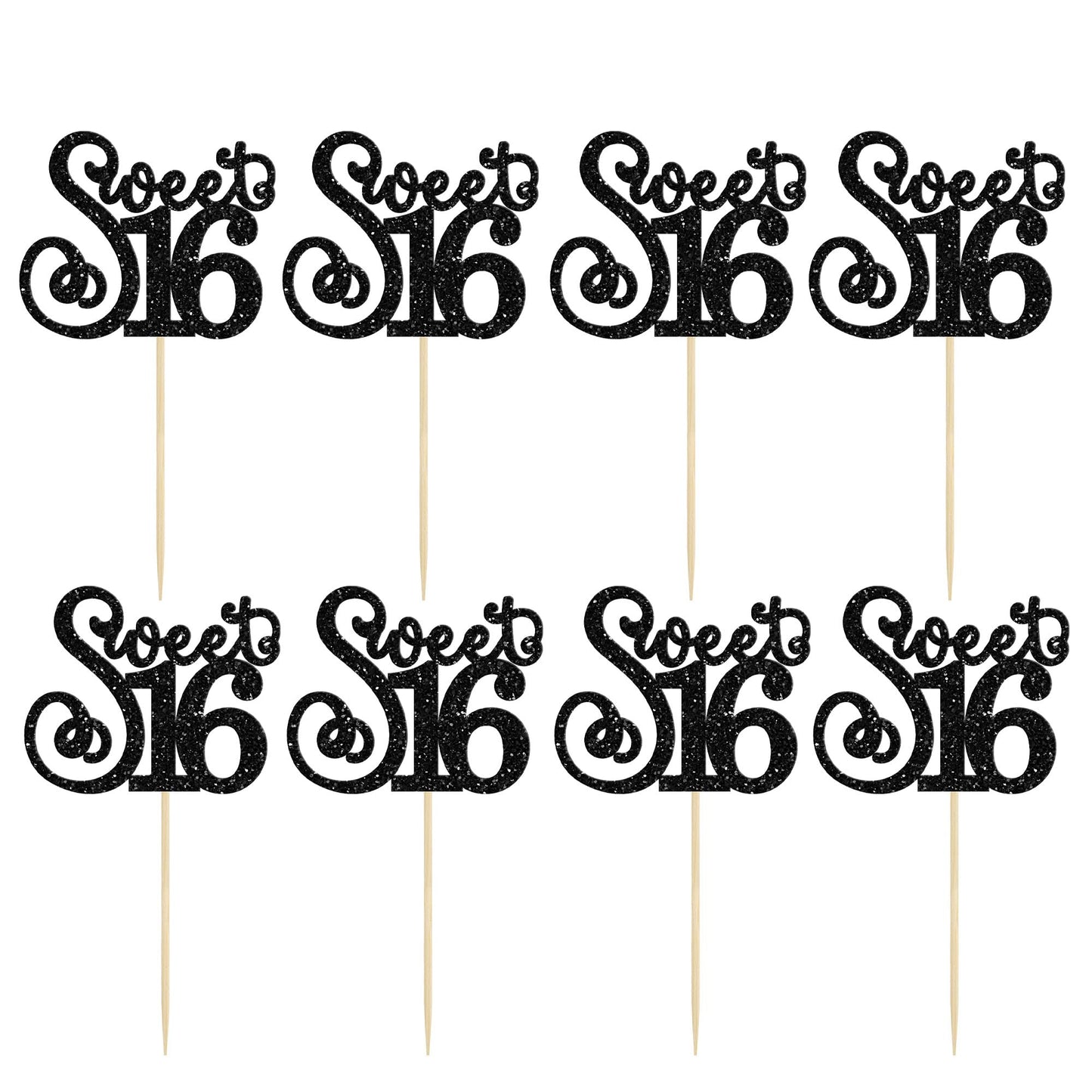 Gyufise 24 Pack 16Th Birthday Cupcake Toppers Glitter Sixteen Happy Sweet 16 Cupcake Picks Cheers To 16 Years Old Cupcake Decora