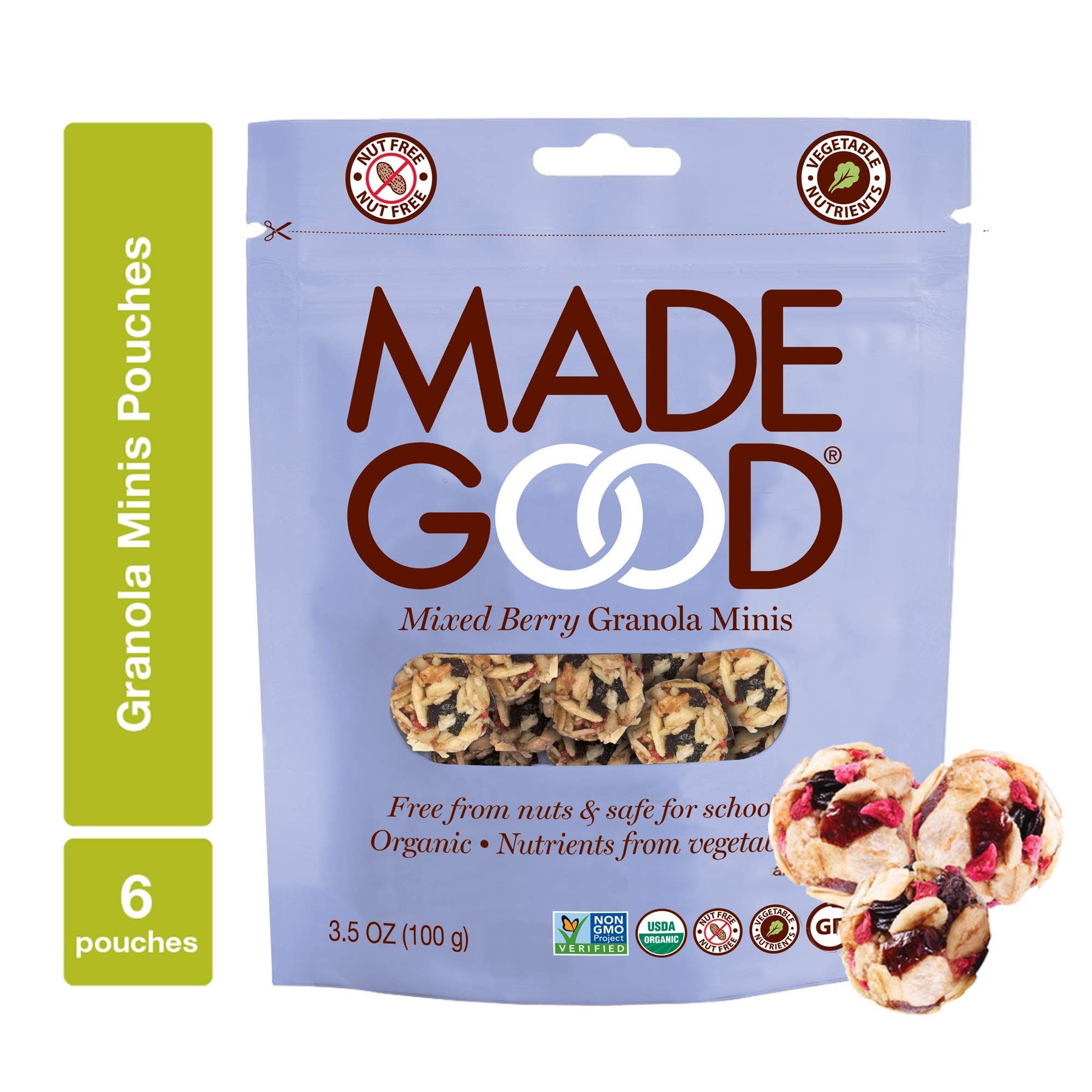 Madegood Mixed Berry Granola Minis, Usda Certified Organic, Gluten Free & Non-Gmo, 3.5 Oz (Pack Of 6)