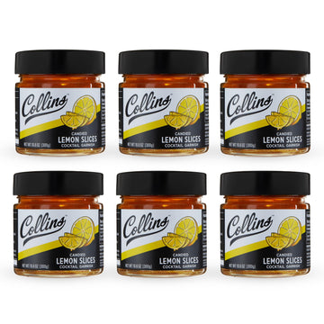 Collins Candied Lemon Slices In Syrup  Gluten Free Mixed Flavor Garnishes For Flavor Blend Sour  Margarita  Lemon Drops  Cake  Ideal For Bars  Restaurants  Hotels  Desserts  Baking Supplies  10.6 Oz  Set Of 6