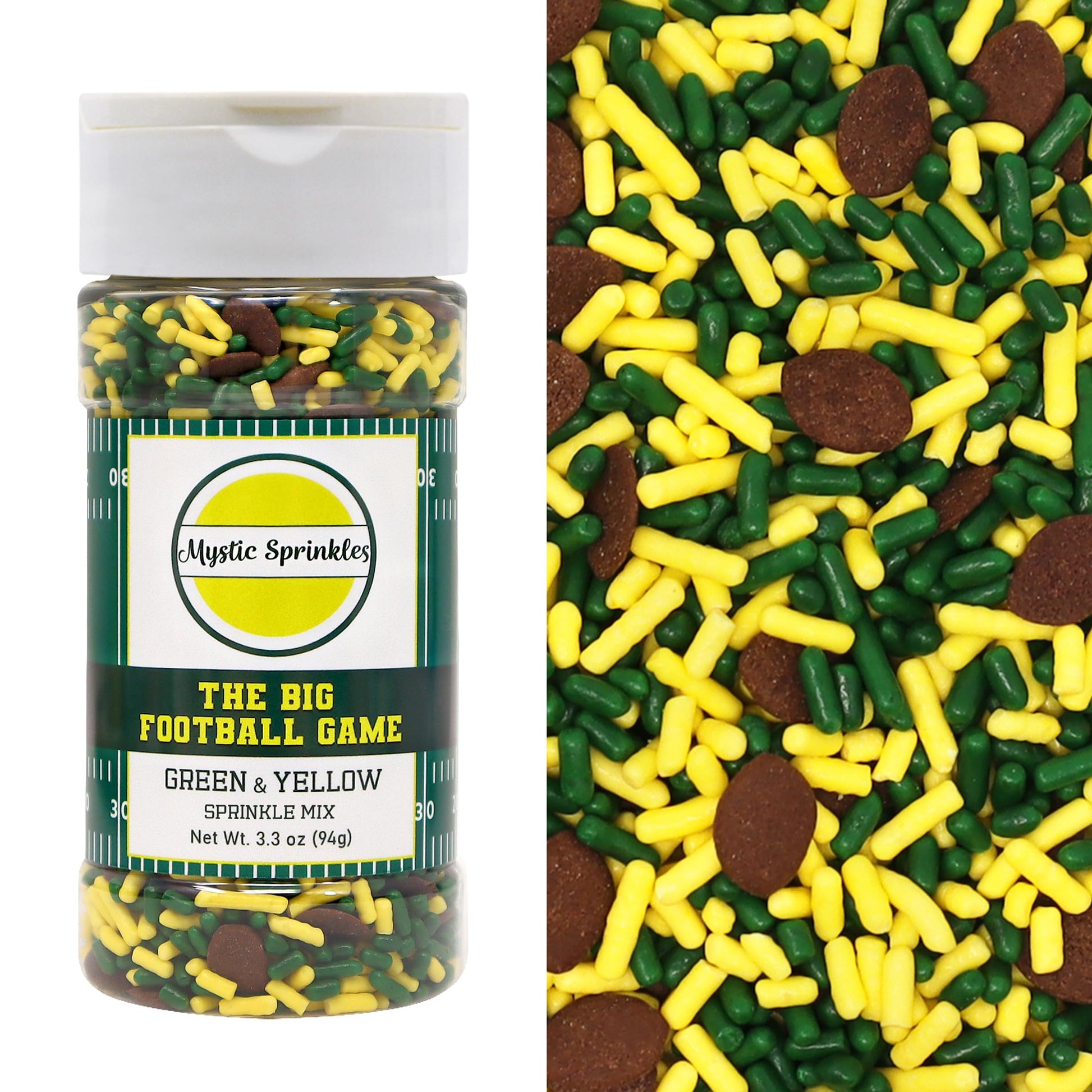 Mystic Sprinkles The Big Football Game Jimmy Mix 3oz Bottle (Green & Yellow Sprinkle Mix 3oz)