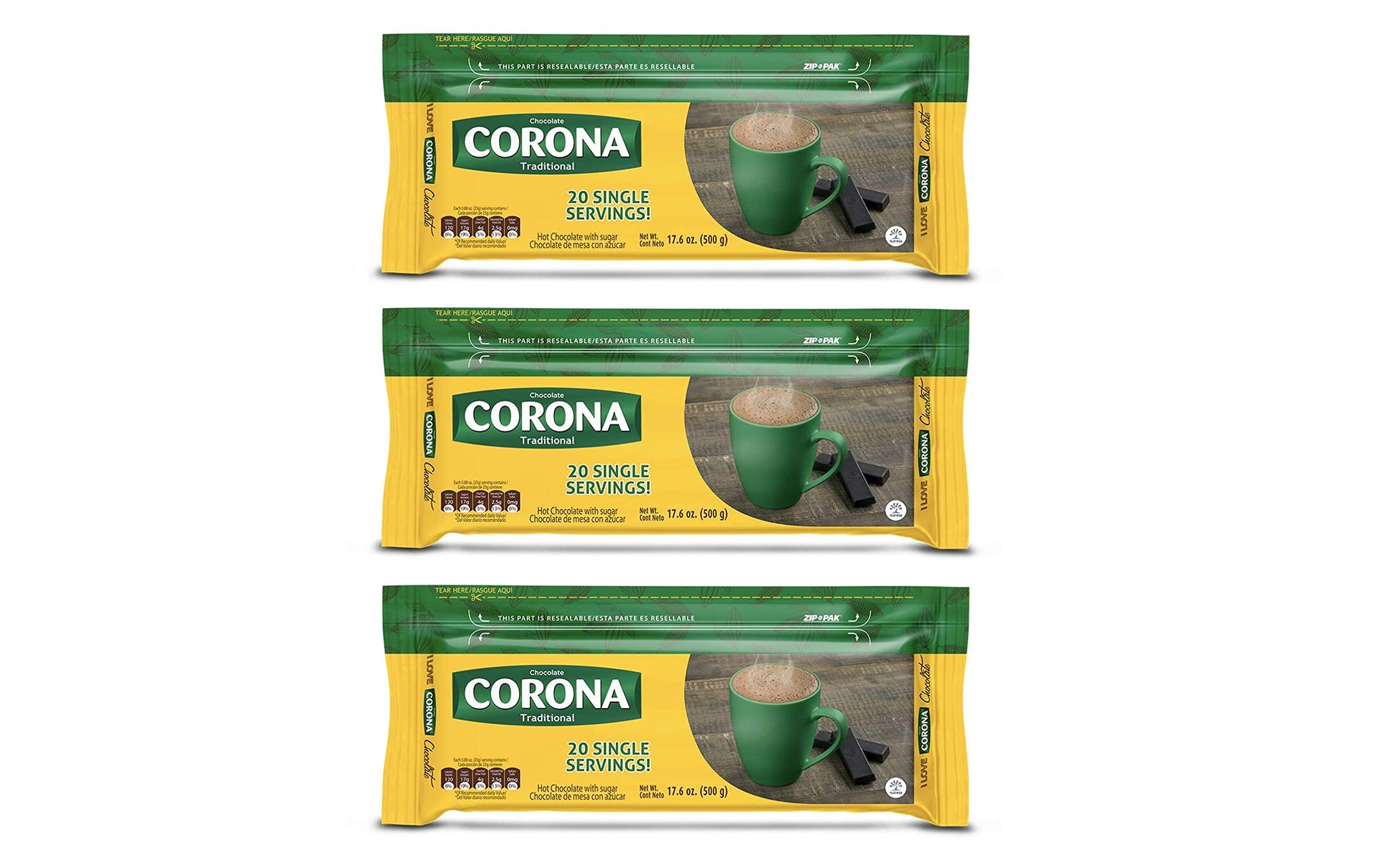 Corona Sweet Traditional Chocolate Bars, Resealable Packaging, No Cholesterol Or Trans-Fat, Delicious On-The-Go Treat, 17.6 Ounc