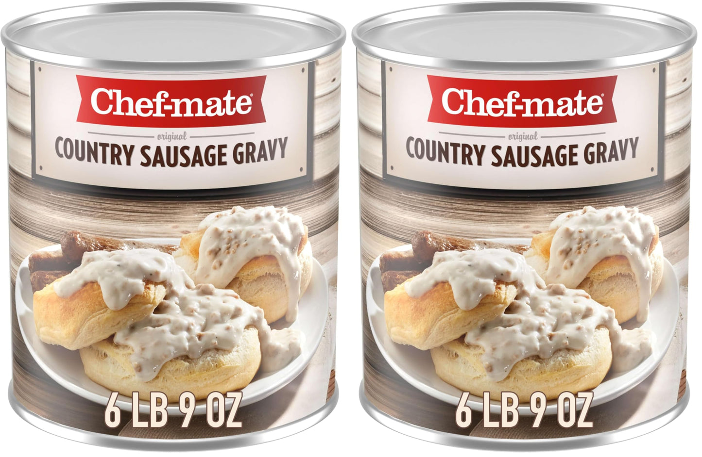 Chef-mate Country Sausage Gravy, Breakfast Sausage, Biscuits and Gravy, 6 lb 9 oz, #10 Can (Pack of 2)