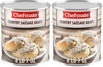 Chef-mate Country Sausage Gravy, Breakfast Sausage, Biscuits and Gravy, 6 lb 9 oz, #10 Can (Pack of 2)