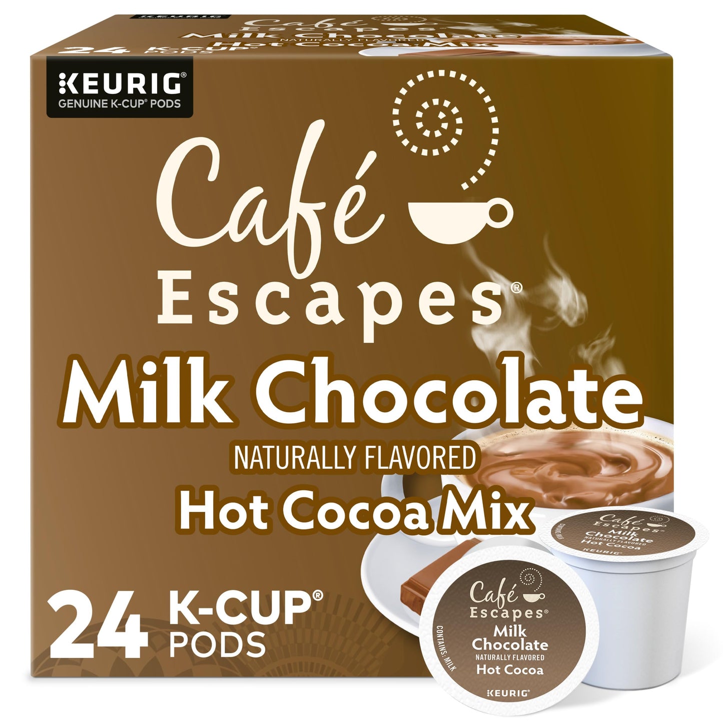 Caf   Escapes Milk Chocolate Hot Cocoa Keurig Single-Serve K-Cup Pods, 24 Count