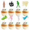 Gyufise 24 Pack Never Grow Up Cupcake Toppers Glitter Ship Neverland Elf Girl Cupcake Picks Night Fairy Tales P Pan Cupcake Deco