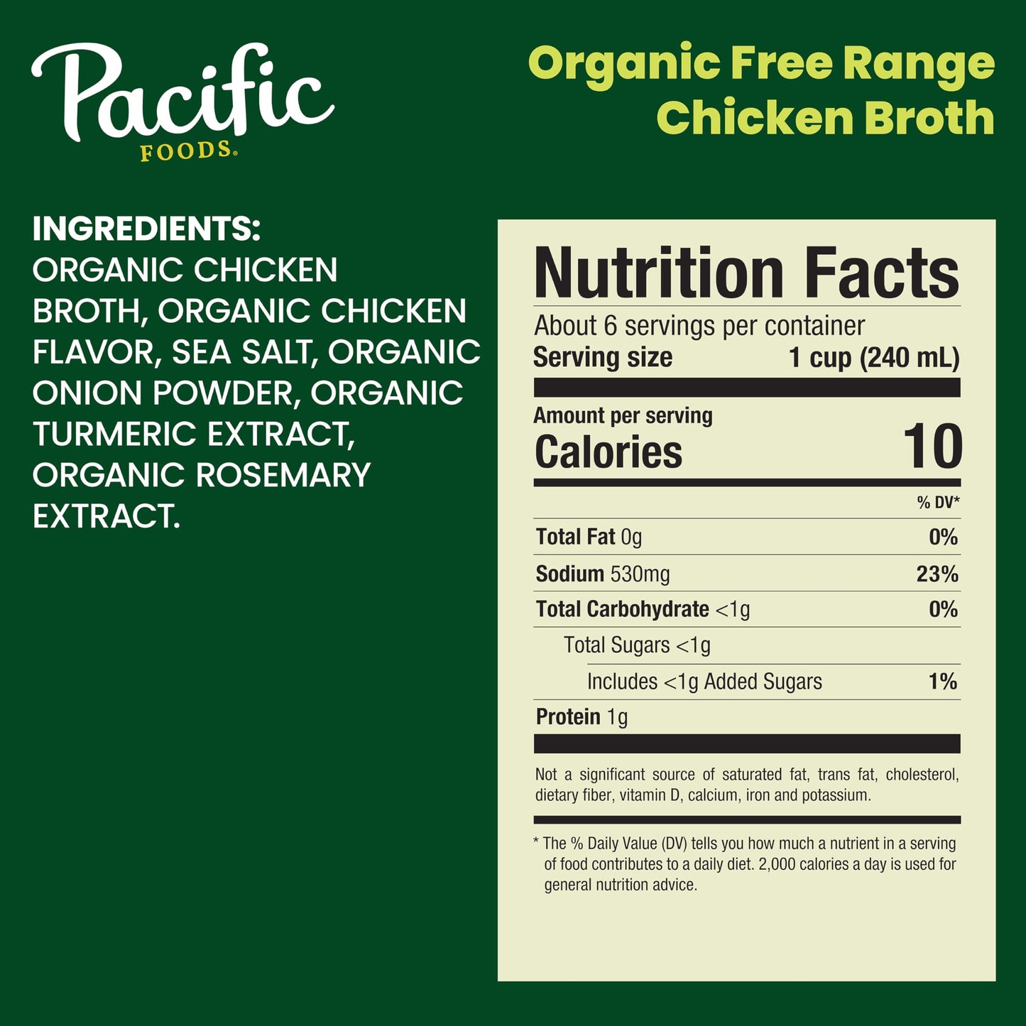 Pacific Foods Organic Free Range Chicken Broth, 48 oz Carton (Case of 8)