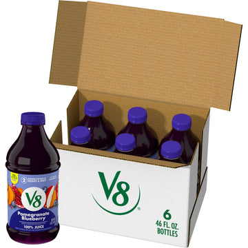 V8 Pomegranate Blueberry 100% Fruit and Vegetable Juice, 46 fl oz Bottle (6 Pack)