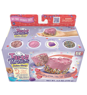 Goliath Tasty Tinies Bake Shop Strawberry Cake Mix Kit with Rainbow Pop Sprinkles and Pink Vanilla Frosting Mix | Bake & Decorat