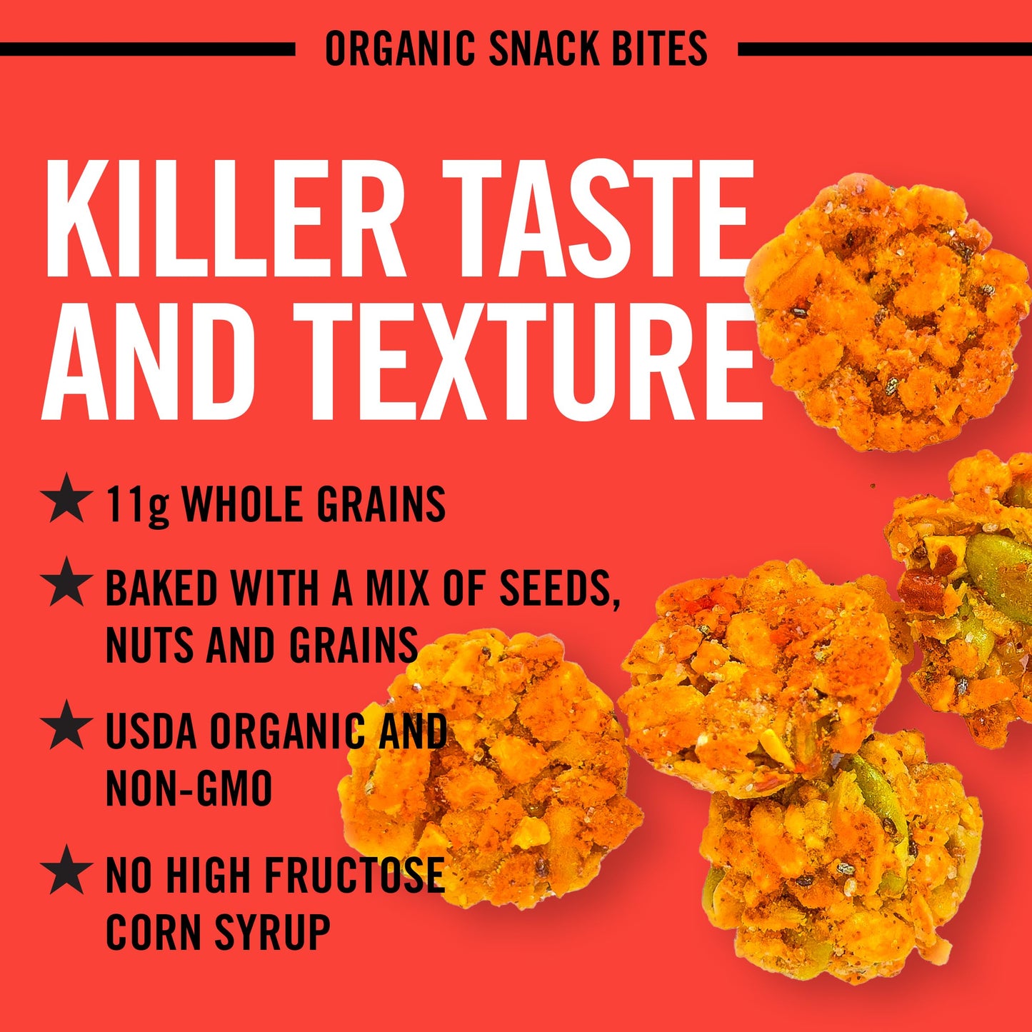 Daves Killer Bread Bold Buffalo Organic Snack Bites, Buffalo Flavored Organic Snacks, 7.2 oz