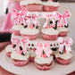 YCTHUNFISH Pink Bow Cupcake Toppers - 36 Pack Paper Picks for Wedding, Bridal Shower, Birthday Party Decorations