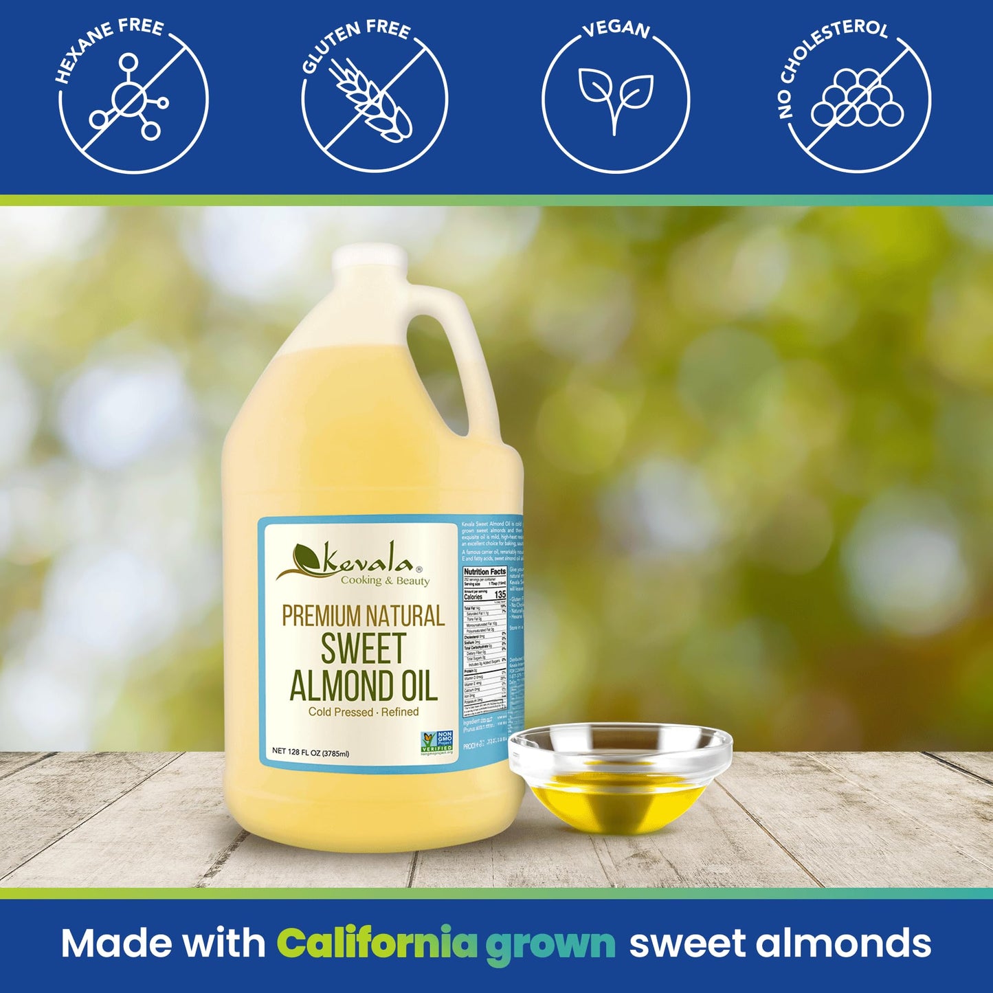 Sweet Almond Oil - Almond Oil For Skin Care And Cooking - Cold Pressed Oil - Premium Oil – Hair And Body Oil – Hexane Free - 1/2 Gallon / 64 Fl Oz