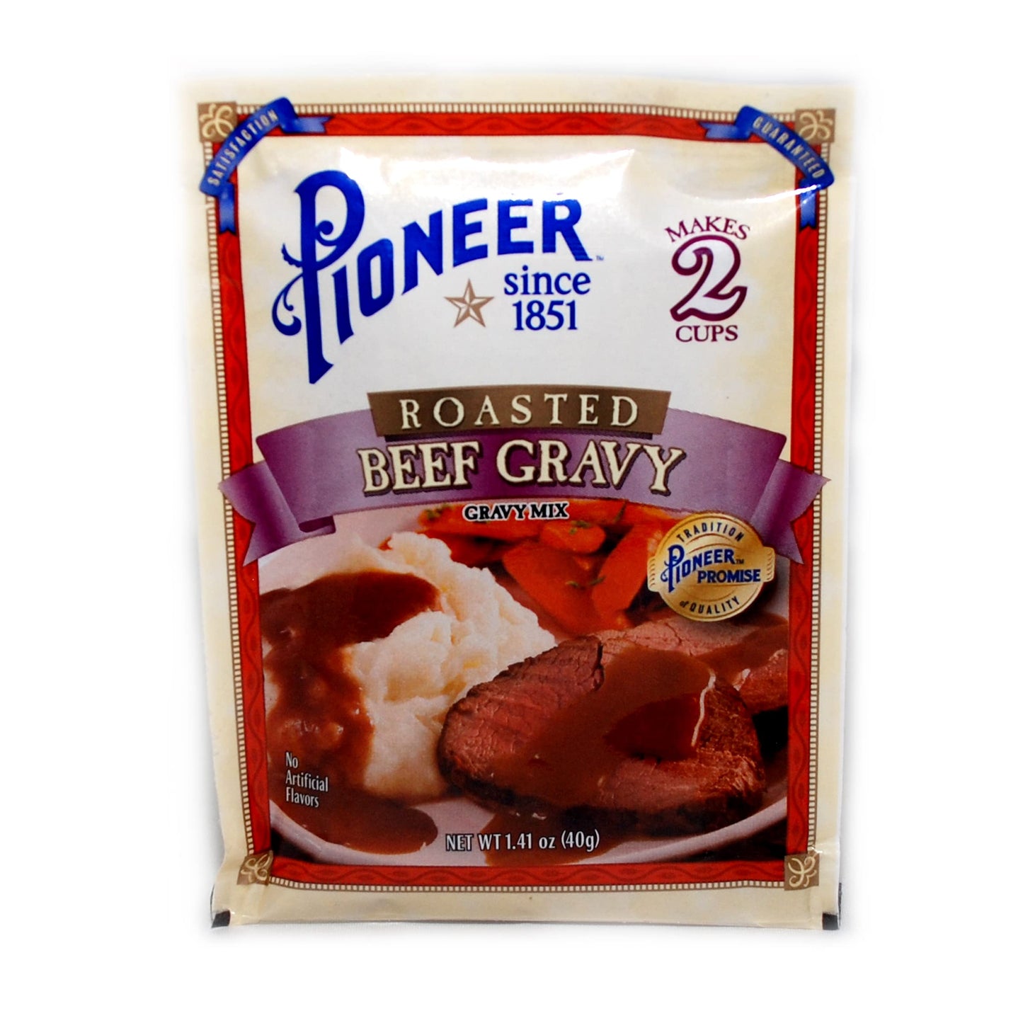 Pioneer Roasted Beef Gravy Mix, 12-1.41 Oz Packets, Makes 24 cups of Prepared Gravy, 12pk Bundled with a JFS Recipe Card
