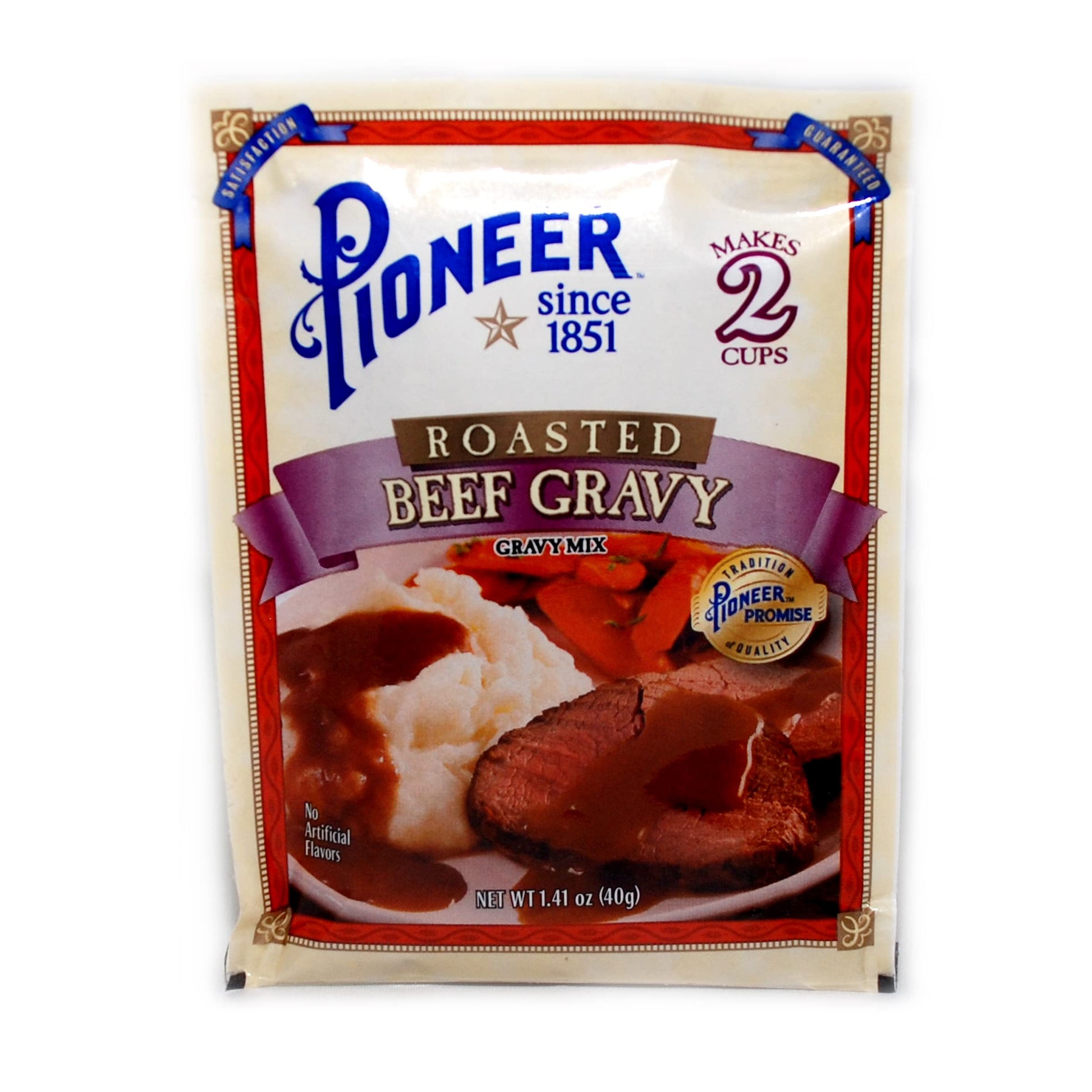 Pioneer Roasted Beef Gravy Mix, 12-1.41 Oz Packets, Makes 24 cups of Prepared Gravy, 12pk Bundled with a JFS Recipe Card