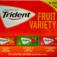 Trident Fruit Variety Pack Sugar Free Gum, 14 Count, Pack Of 20