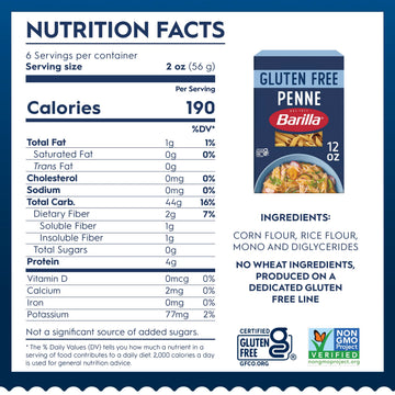 Barilla Gluten Free Penne Pasta  12 Ounce - Non-GMO Gluten Free Pasta Made with Blend of Corn & Rice - Vegan