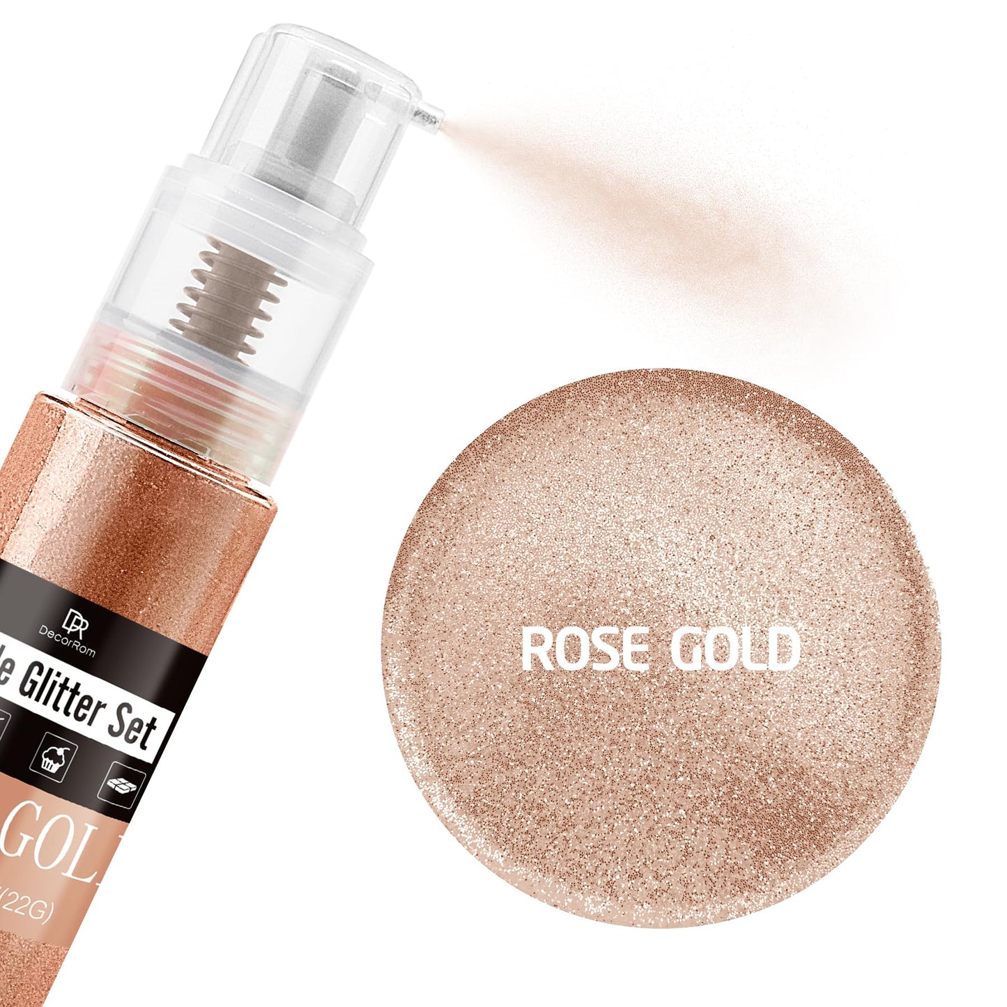 DecorRom Edible Glitter Spray - 0.75 oz Rose Gold Luster Dust for Cake Decorating and Drinks