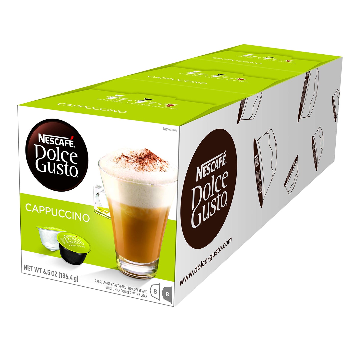 NESCAFÉ DOLCE GUSTO Coffee Pods, Cappuccino, 16 Count, Pack of 3, Model PP-GRCE29719