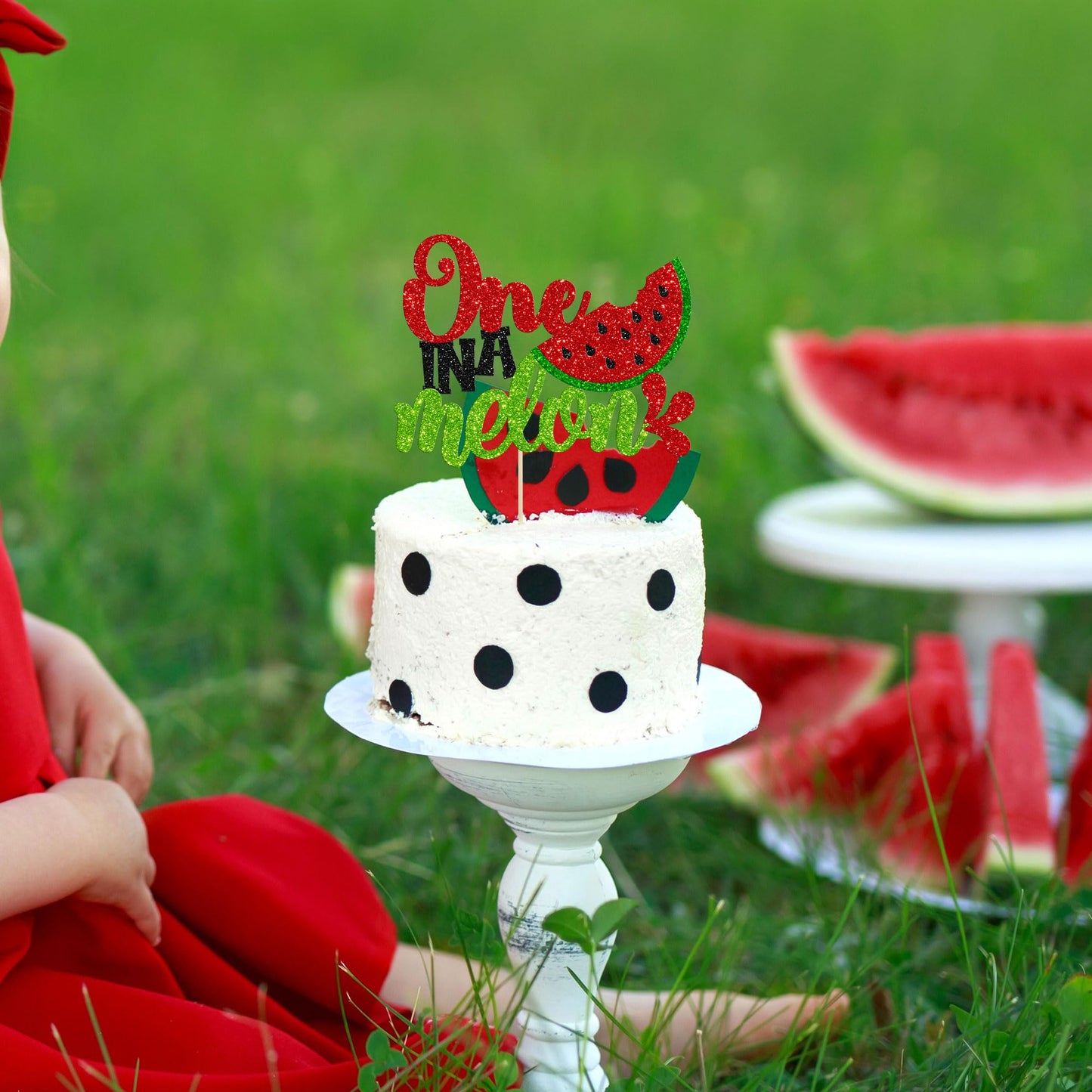Gyufise 1Pc Watermelon 1St Birthday Cake Topper Glitter One In A Melon Cake Pick For Summer Fruit Watermelon Themed First Birthd
