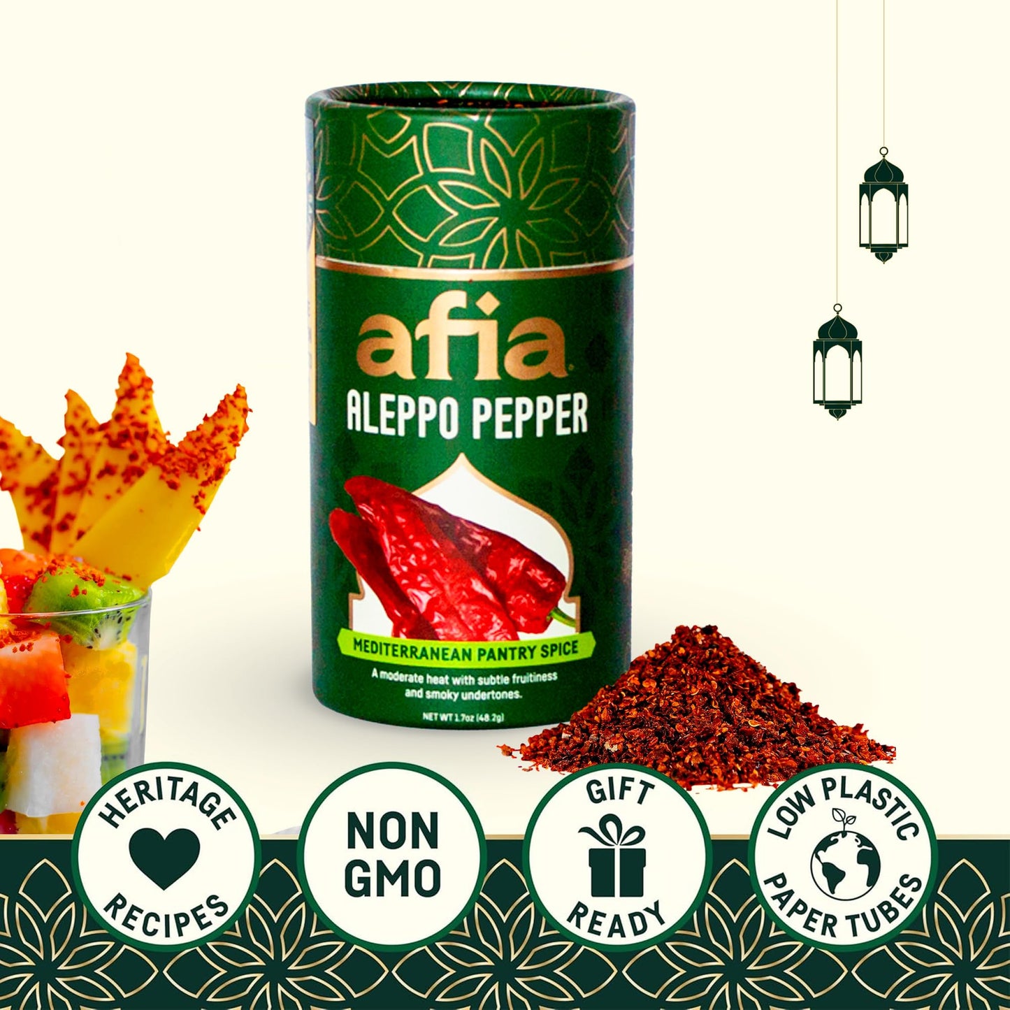 Afia - Aleppo Pepper Flakes | Aleppo Mediterranean Pantry Spice For Middle Eastern Dishes, Meals And Cuisine | Premium Middle Ea