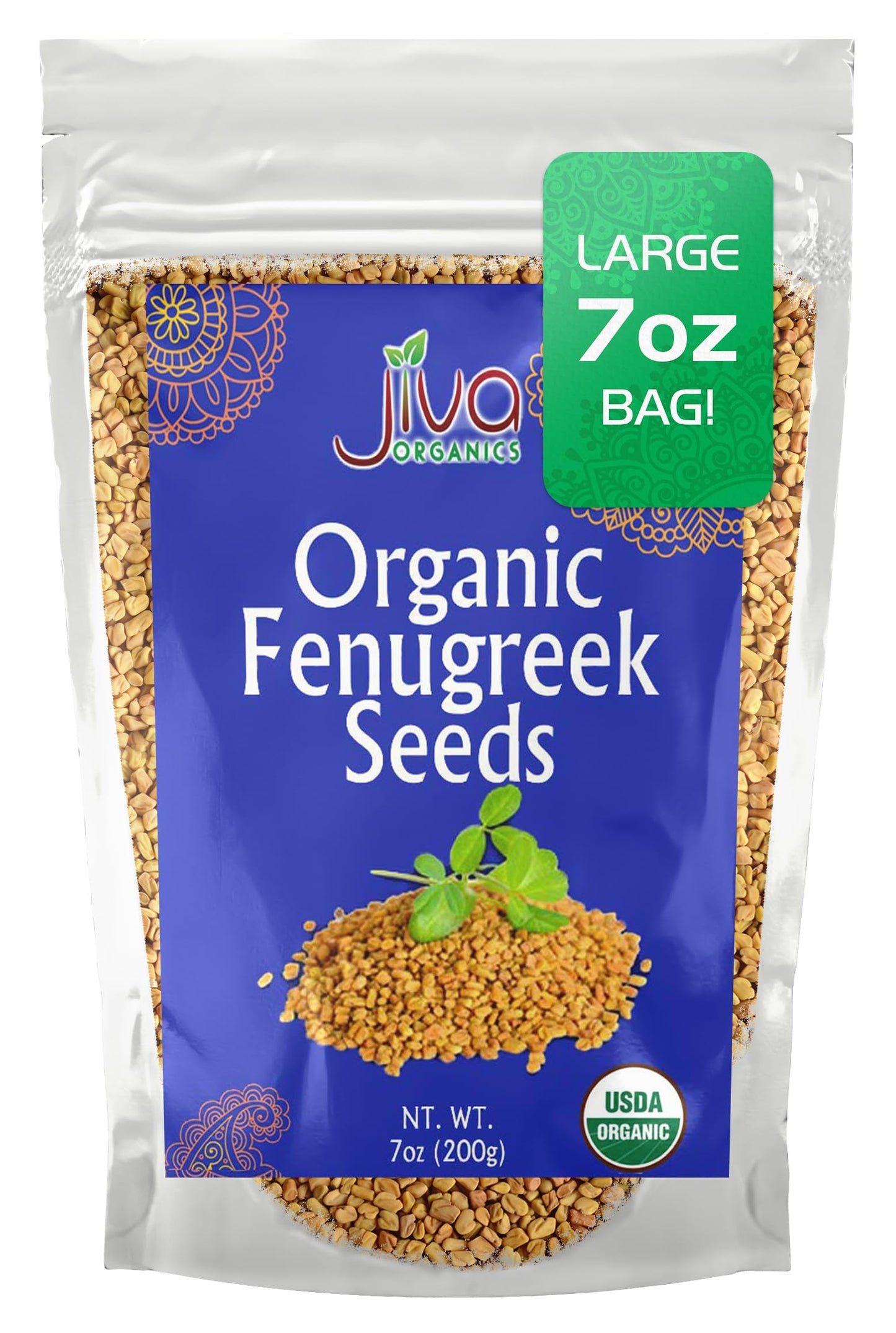 Jiva Organics Fenugreek Seeds - Organic, Non-GMO, Gluten Free, 7 Ounce - Methi Seeds for Cooking & Sprouting