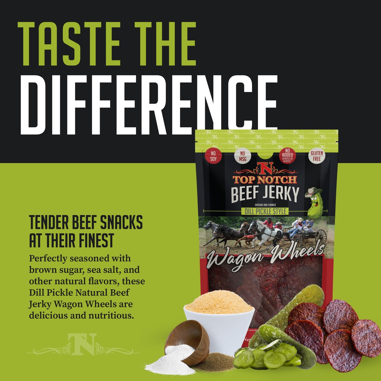 Top Notch Wagon Wheels Jerky - 10 Oz Bag Of Beef Jerky - High Protein Snacks For Kids And Adults Made From Locally Raised Beef -