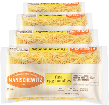 Manischewitz Premium Enriched Fine Egg Noodles 12Oz (4 Pack) Great In Soups & Stews