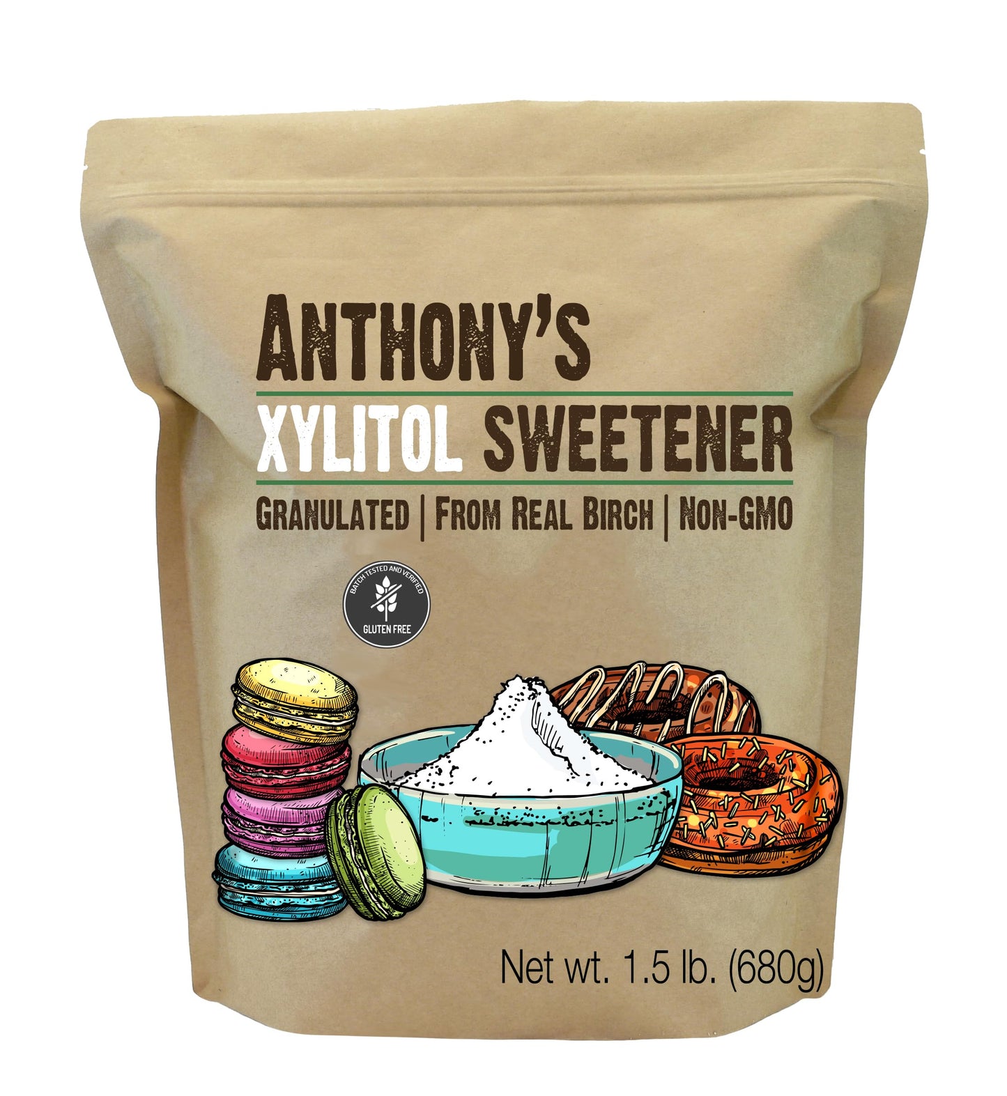 Anthonys Xylitol Sweetener, 1.5 lb, Made from Birch, Gluten Free, Keto Friendly, Non GMO