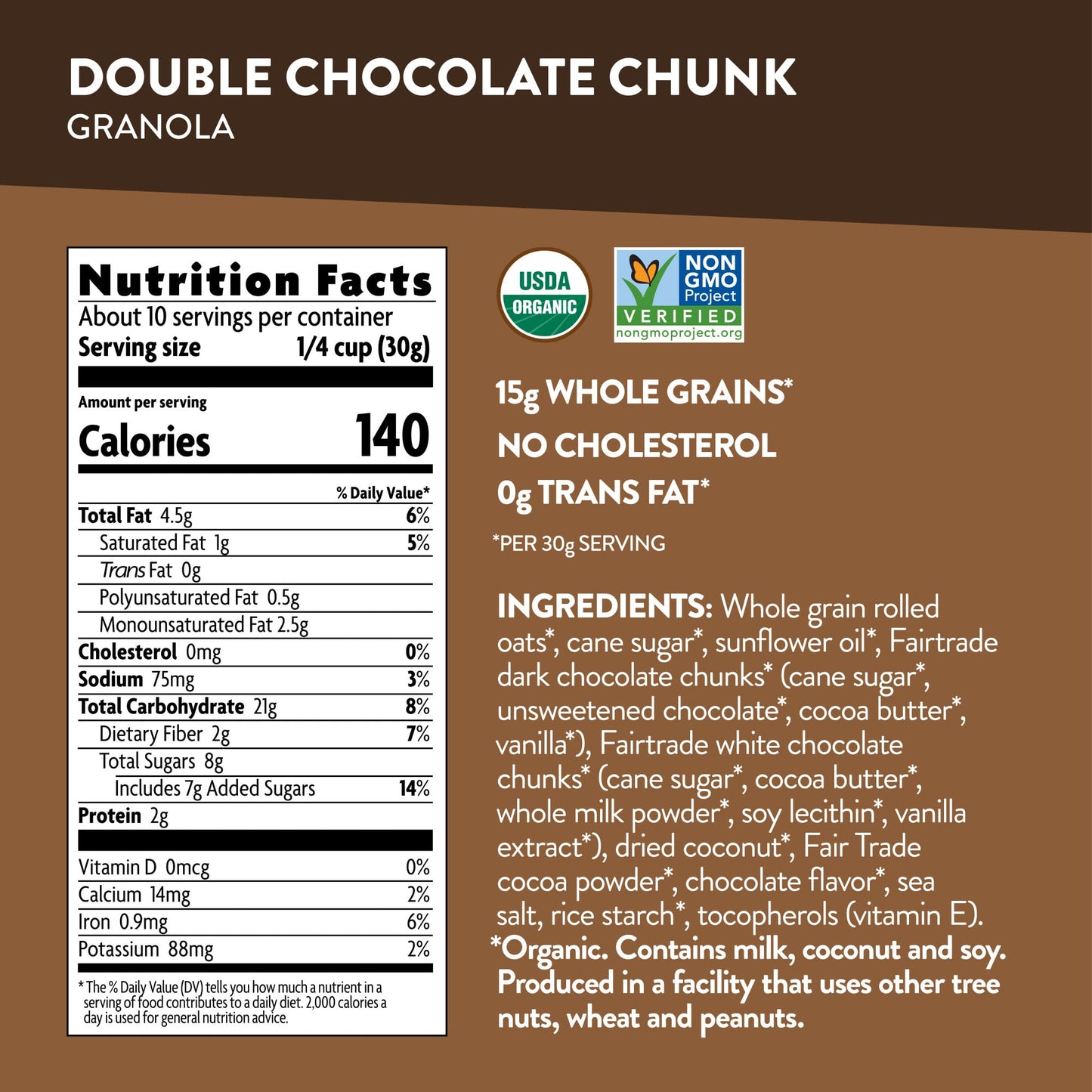 Love Crunch Organic Double Chocolate Chunk Granola, 11.5 oz (Pack of 6), Non-GMO, Fair Trade, by Nature s Path