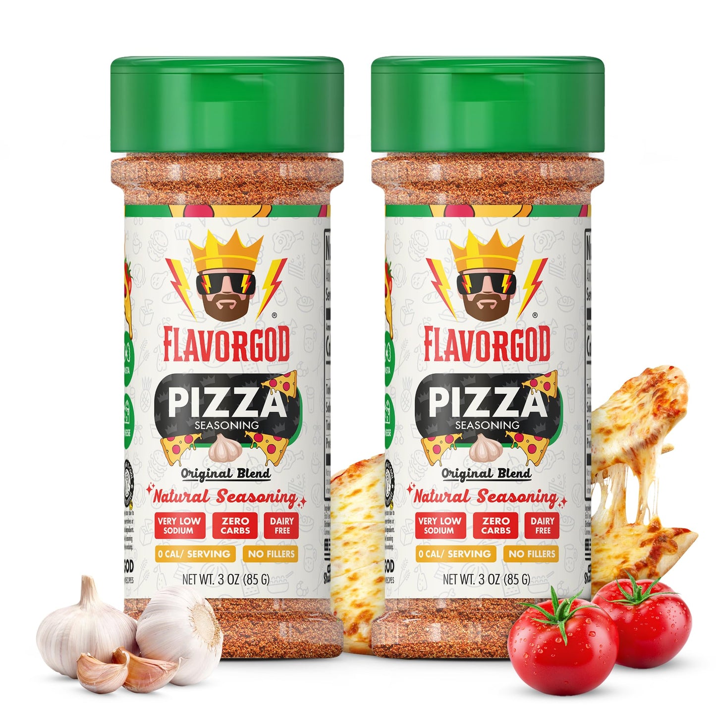 Flavor God Pizza Seasoning Mix, Large (Pack of 2), Natural, Gluten-Free, Vegan, Keto-Friendly, for Grilling Chicken, Beef, Seafood, Vegetables