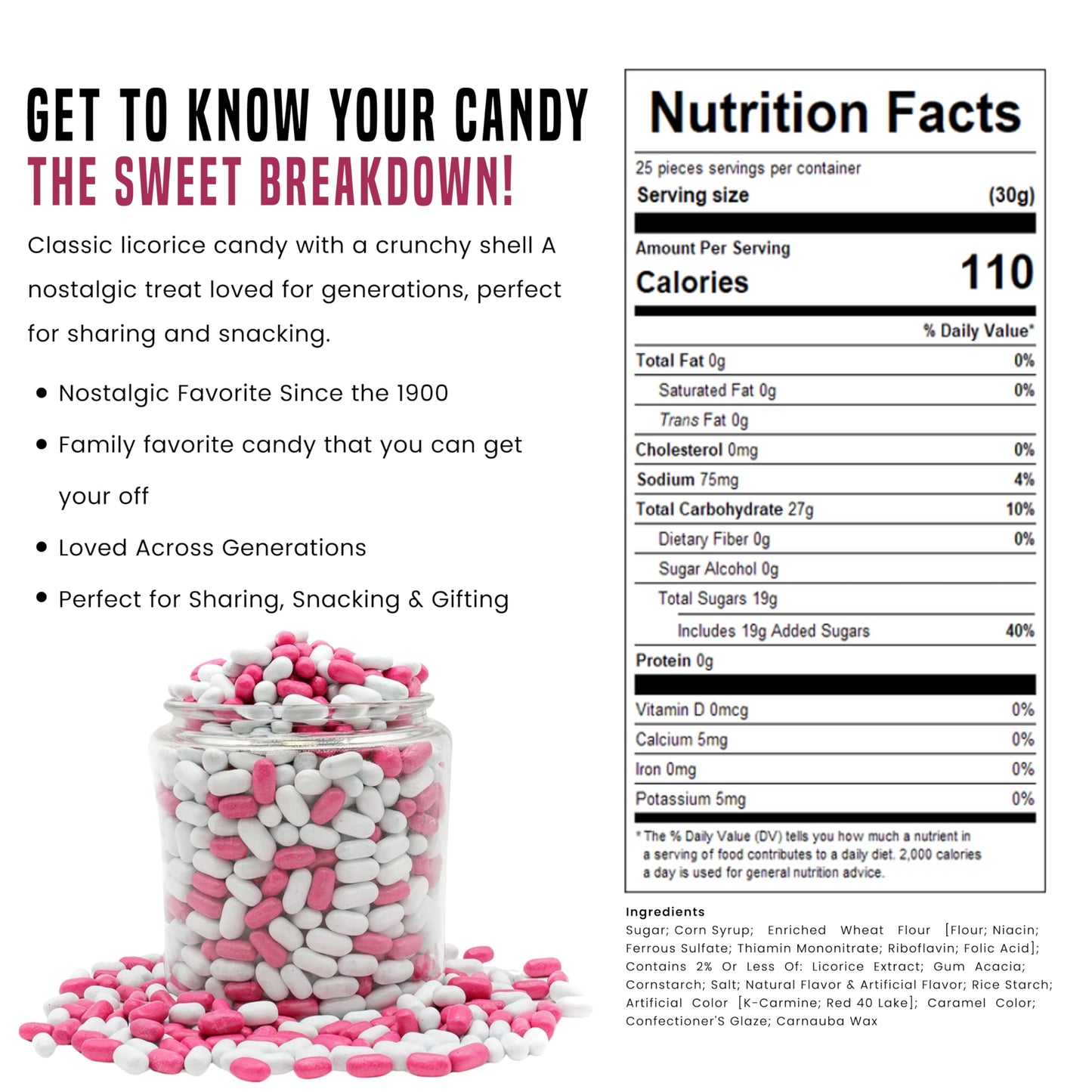 Good & Plenty Candy, Nibs Licorice, Gumball Machine Refills, Licorice Candy Assortment- 2Lb Bulk Approx (750 Pieces)