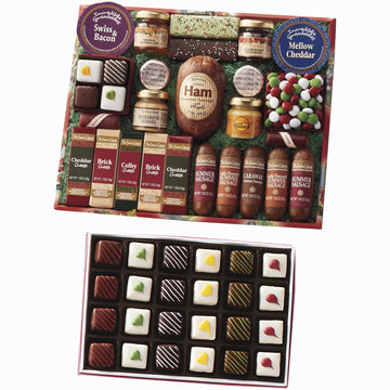 The Swiss Colony 25 Holiday Favorites - Sausage Meats  Cheese Blocks  And Spreadables  Sweet And Savory Treats & Christmas Petits Fours - Chocolate & Swiss Creme Gourmet Mini Layer Cakes Pack Of 24