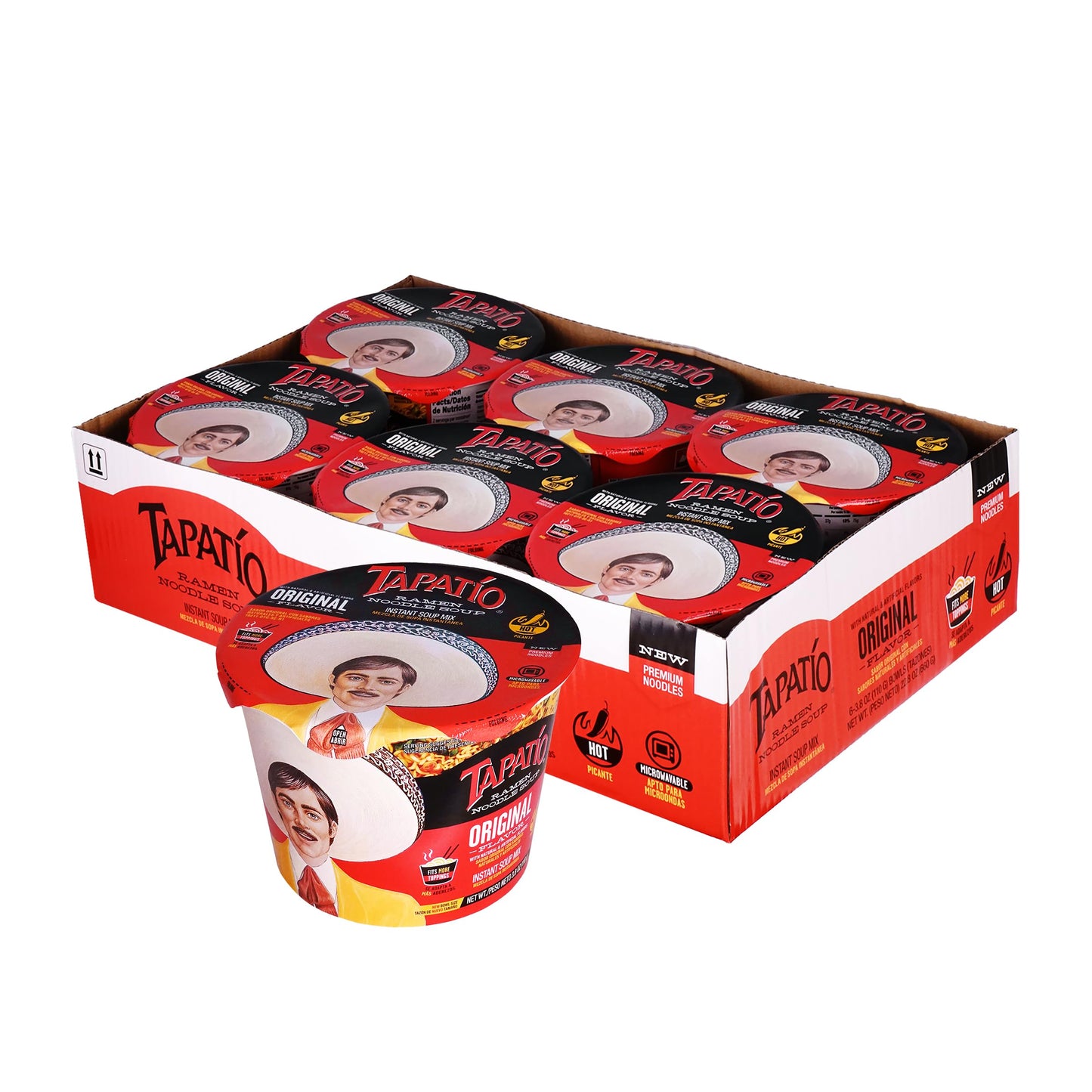 Tapatio Spicy Ramen Noodle Soup Big Bowl - Original Flavor - 3.88 Oz (Bulk Case Of 6)
