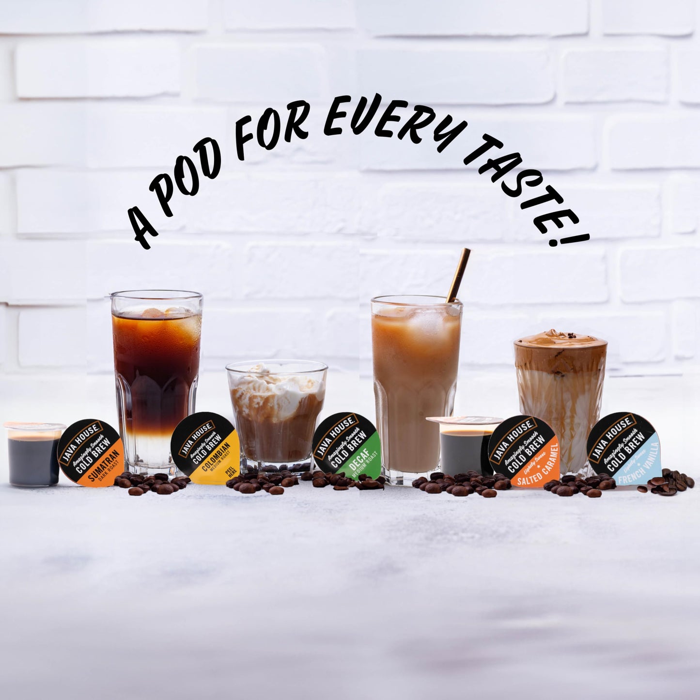 JAVA HOUSE French Vanilla Latte Cold Brew Coffee Pods  (12 Count) Peel and Pour Pods Hot or Iced