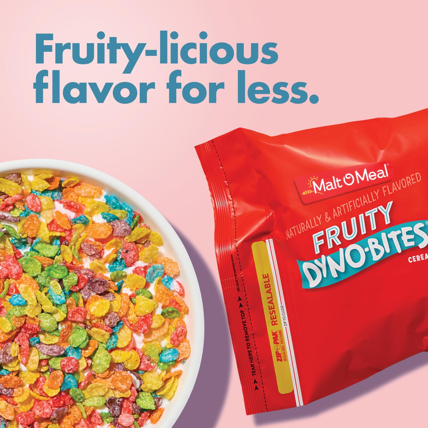 Malt-O-Meal Fruity Dyno Bites® Gluten Free Kids Breakfast Cereal, Family Size Bulk Bagged Cereal, 25 Ounce - 1 Count