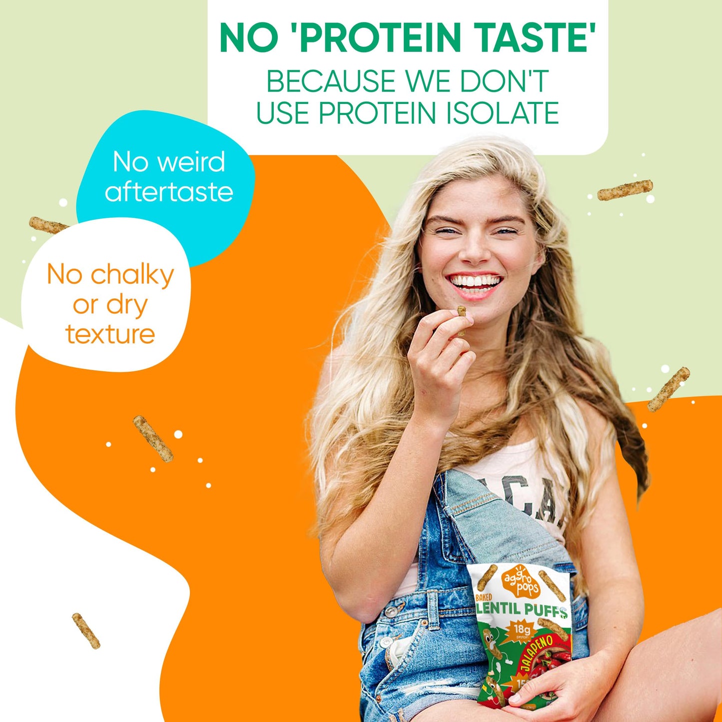 Aggropops High Protein Lentil Snacks - Variety Pack (6 Bags, 1.55 oz each) - Vegan, Low Calorie, Gluten Free, Plant-Based